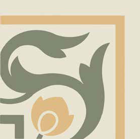 Pattern 5: Bordura Angolo Bicolore (Bianco decoro Oliva/Ocra)