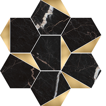 Nero Esagona Triangoli Oro