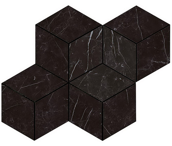 Nero Marquina Mosaico Esagono Lappato Лаппатированная