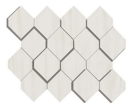 Bianco Dolomite Mosaico Esagono 3D