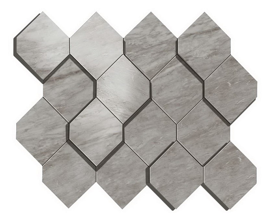 Bardiglio Grey Mosaico Esagono 3D