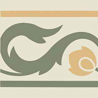 ETRURIA DESIGN VINTAGE Pattern 5: Bordura Lineare Bicolore (Bianco decoro Oliva/Ocra)