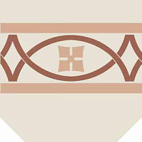 ETRURIA DESIGN VINTAGE Pattern 19: Bordura Lineare Bicolore (Bianco decoro Rosa/Mattone)